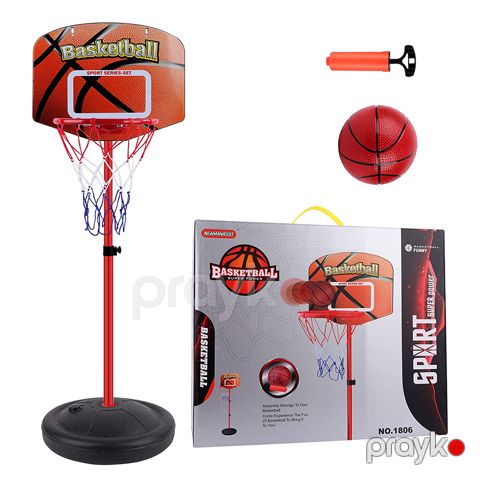Uşaqlar üçün Portativ Ayaqlı Tənzimlənən Basketbol Səbəti Dəsti Toplu Nasoslu Mini Basketbol Dəsti — Bakı