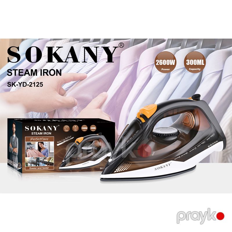 Sokany SK-2125 - Ütü, 2200W Gücündə, 250 ml Su Çənli, Keramika Altlıqlı Ütü — Ev texnikası, Bakı (6)