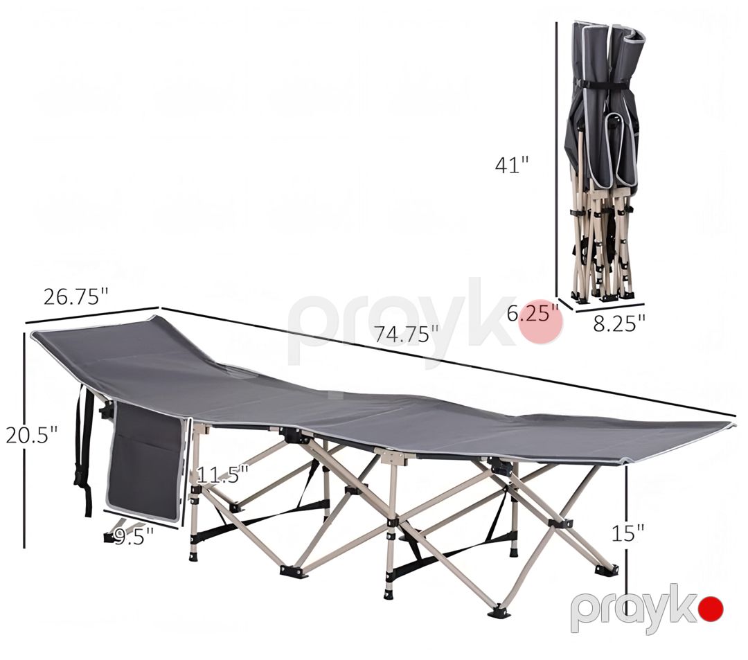 Qatlanan turist çarpayısı CM-748, boz — Mallar, Bakı (2)