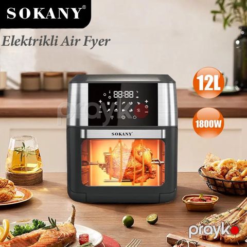 Sokany Rəqəmsal 12l Tutumlu Hava Fritöz Yeni Dizaynda 1800W Sensor Ekranlı Menyu Və Yağsız Bişirmə Özəllikli Air Fryer — Bakı