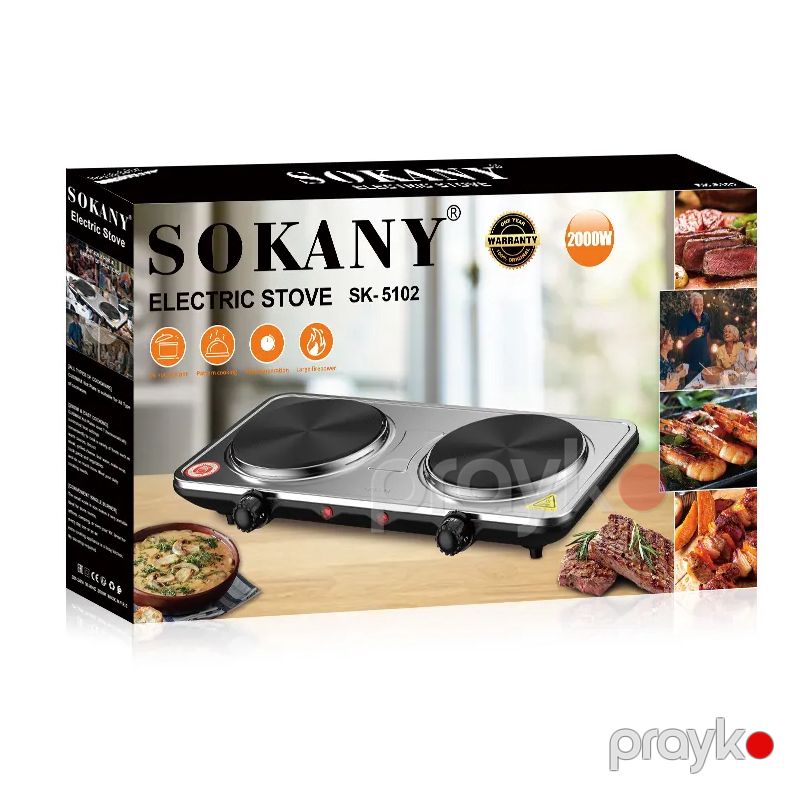 Sokany SK-5102 Elektrikli Soba Paslanmaz Polad Plitə Qızdırıcı 2 Ocaqlı Qızdırıcı 2000W — Plitələr, Bakı (6)