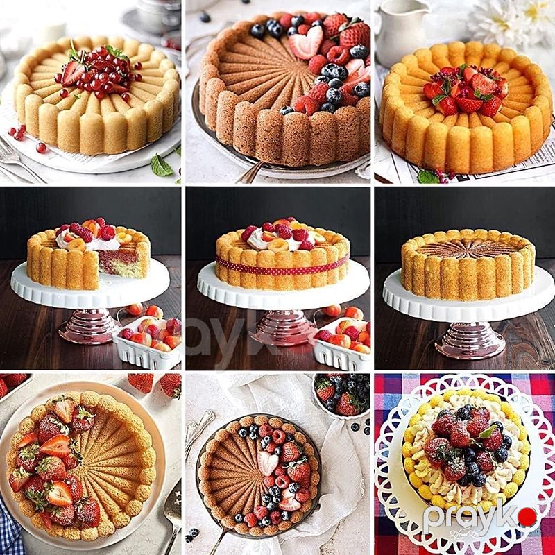 Dəyirmi Çiçəkli Silikon Tort Kalıpı, 20 sm Dəyirmi Tort Qəlibi, Yapışmayan Keks Bəzəyən Xəmir qabı — Qablar və mətbəx əşyaları, Bakı (5)