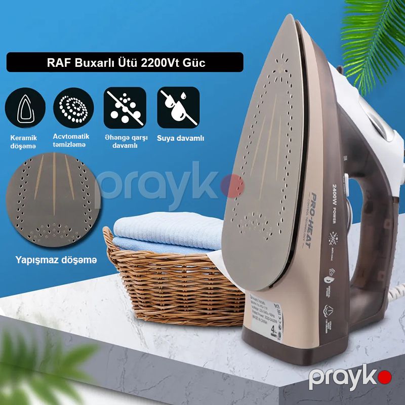 Yüksək Keyfiyyətli RAF Buxarlı Ütü 2400Wt Gücə Məxsus RAF Buxarlı Ütü — Ev texnikası, Bakı (2)