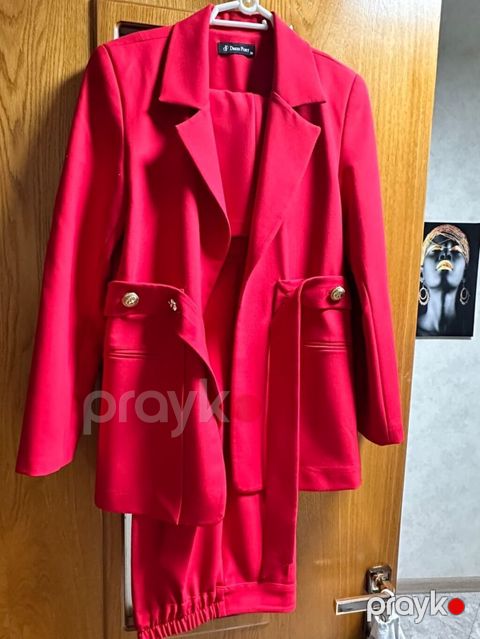 Dress Port qadın kostyumu – 2 hissə - Rəng: parlaq qırmızı - Ölçü: 38 — Bakı