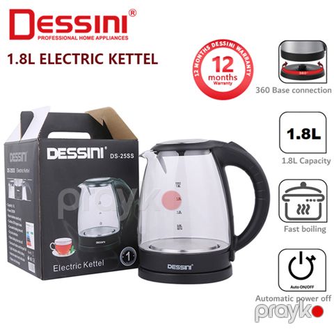 Dessını Yeni Elektrikli Su Qızdırıcısı 1.8 litr Tutuma Malik Elektrikli Şüşə Çaydanı — Bakı