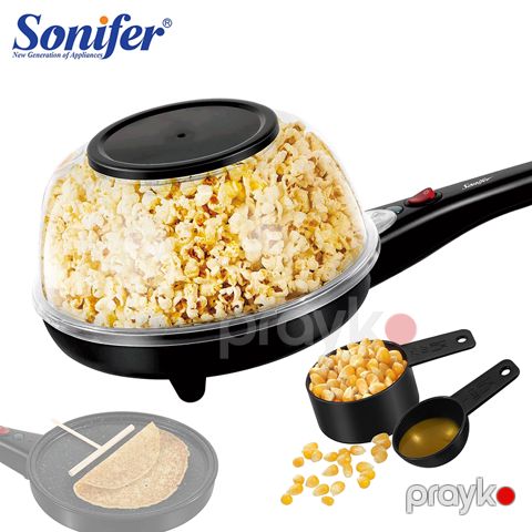 Sonifer SF-3046 3-ü 1-də Çoxfunksiyalı Mərmər Popkorn Pancake Yumurta Hazırlayan Tava Elektrikli Yüksək Keyfiyyətli Popkorn Tavası 800W — Bakı