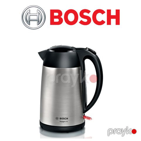 Bosch DesignLine TWK3P420GB Paslanmayan Polad Simsiz Çaydan 1.7L Çaydan Bosch 3000W gücündə Peşəkar Bosch — Bakı