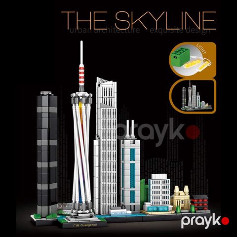 Goshfun Guangzhou Skyline Şəhər Küçə Görüntüsü Tikinti Blokları Set Lego Oyuncaq, Kiçik Hissəciklər, İnşaat Öyrədici Oyuncaqlar 957 Parça — Bakı