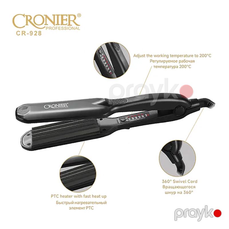 Cronıer Buruq Feni CR-928 Saç Burma Feni Professional Saç Buruq Feni Qara Cronier CR-928 Su Dalğası Feni — Fən, Bakı (5)