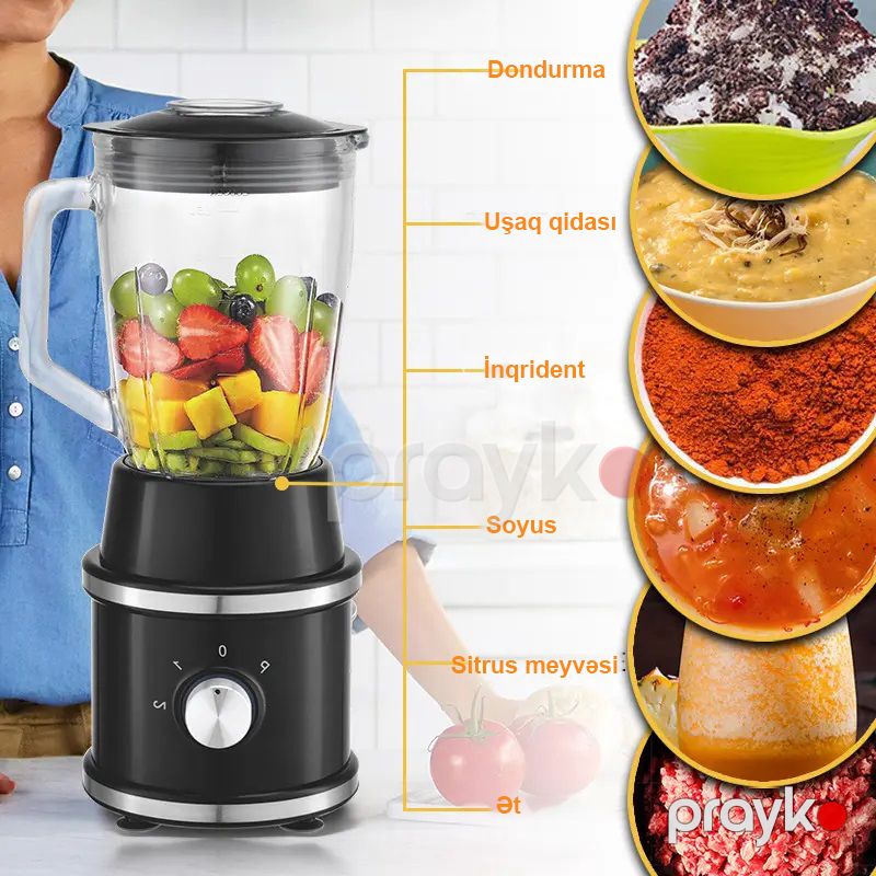 3 Sürət Ayarlı Elektrikli DSP Peşəkar Blender 350W Çoxfunksiyalı Böyük Tutumlu Şüşə Blender Dəsti 3.180Kq — Blenderlər, xırdalayanlar və mikserlər, Bakı (2)
