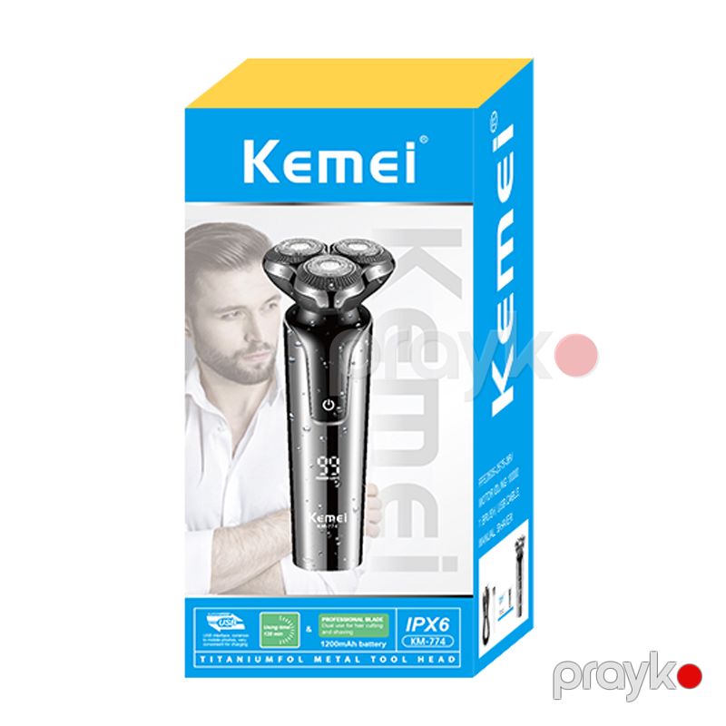 Kemei KM-774 - Elektrikli Üz Qırxma Maşını Suya Davamlı LCD Üç Bıçaqlı Ülgüc — Usturalar, trimmerler və epilyatorlar, Bakı (6)