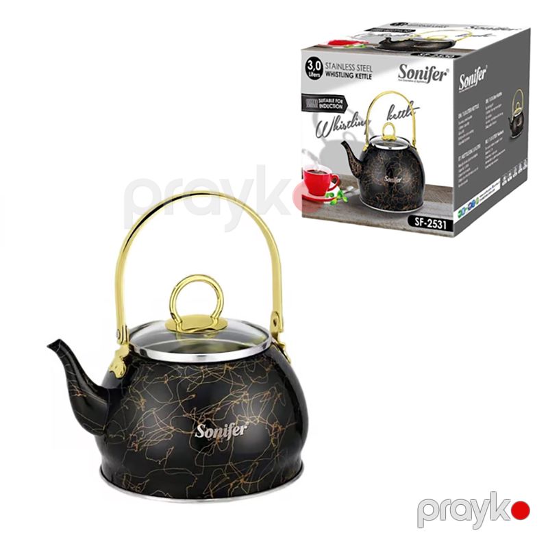 Sonifer 3L Paslanmayan Polad Çaydan SF-2531 Qara Qızılı Rəngli Zərif Su İsidici Polad Çaydan Kettle — Çaynikler və qəhvə qabları, Bakı (3)