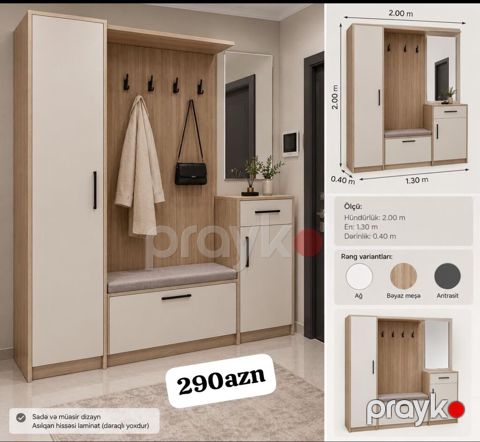 Dəhliz üçün çoxfunksiyalı asılqan-dolap dəsti - Ölçülər: hündürlük — Digah