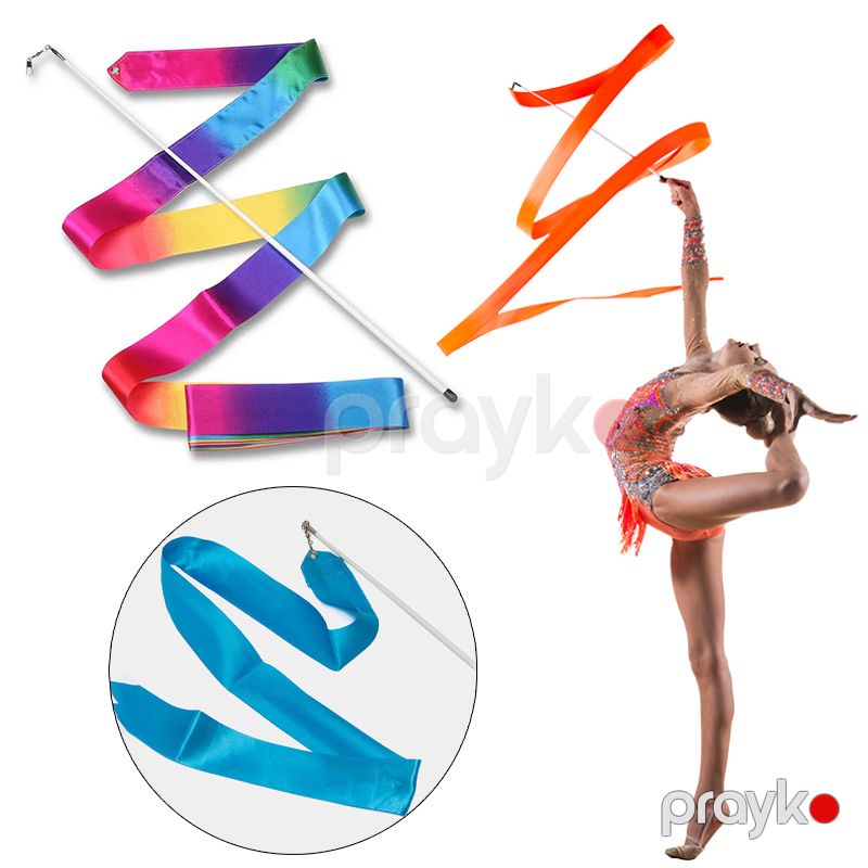 Rəngli İdman Zalı Lenti KP- 0711 Gimnastika Pirqilka Bədii Gimnastikası Balet Çubuğu Uzun Rəqs Lentləri — İdman, hobi, istirahət, Bakı (6)