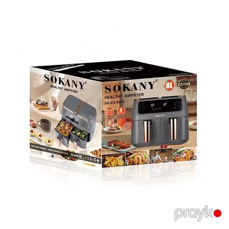 Sokany SK-ZG-8030 Çoxfunksiyalı Elektrikli Qızardıcı İki Hissəli Qızardıcı Airfryer Böyük Tutumlu Airfryer 8L — Digər mətbəx texnikası, Bakı (6)