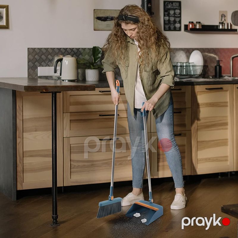 Döşəmə Təmizliyi Sçün Süpürge və Xəkəndaz Dəsti 180° Dönəbilən Başlıklı Uzun Saplı Güçlü Süpürge Seti Yumuşak Fırça — Mallar, Bakı (3)