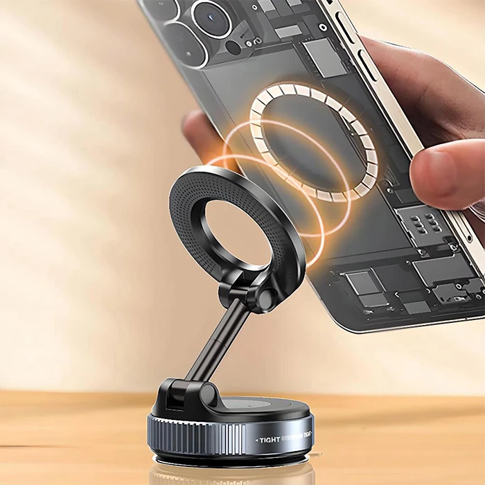 Vakuum Gücləndiricili və 360° Dönməli Universal Maqnit Telefon Tutacağı — Model Koo7 Gücü ilə Maksimum Sabitlik — Mallar, Bakı (5)