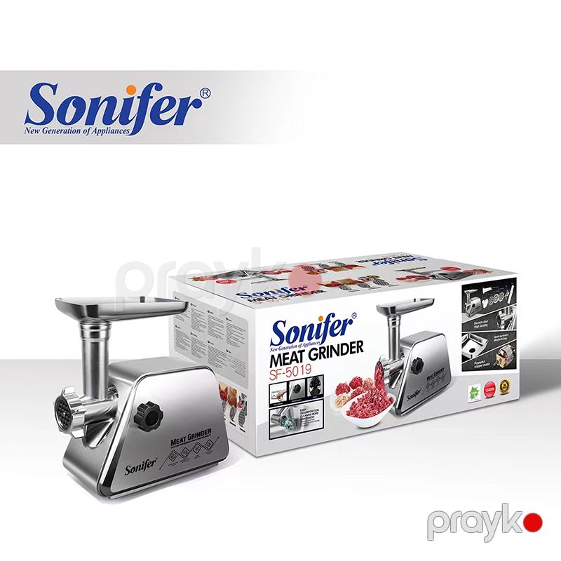 Sonifer SF-5019 Yeni Yüksək Keyfiyyətli 1500W Çoxfunksiyalı Kolbasa Hazırlayan Ətmaşını Elektrikli Paslanmayan Polad Ət Çəkən — Digər mətbəx texnikası, Bakı (3)