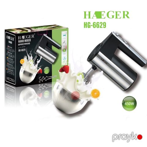 Haeger HG-6629 Orijinal Əl Çırpıcısı 450Vt Gücündə Keyfiyyətli Məxtbəx Qida Mikseri — Bakı
