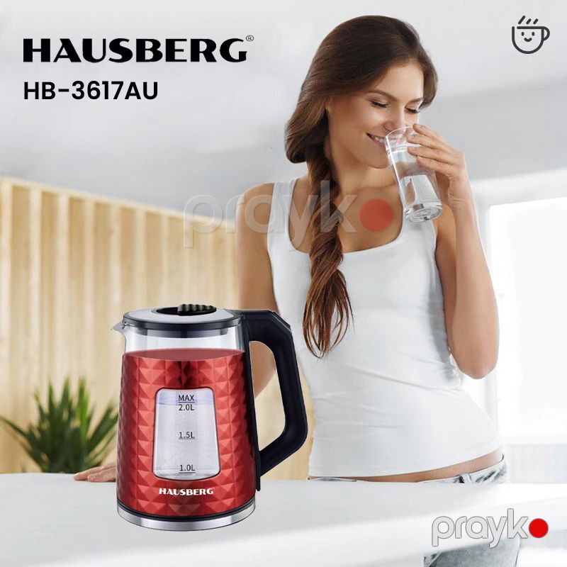Elektrikli Çaydan Hausberg HB-3617RS 1500 Vt 2 L 360 Dərəcə Fırlanan Baza Avtomatik Sönmə — Elektrik çaydanları və termoslar, Bakı (5)