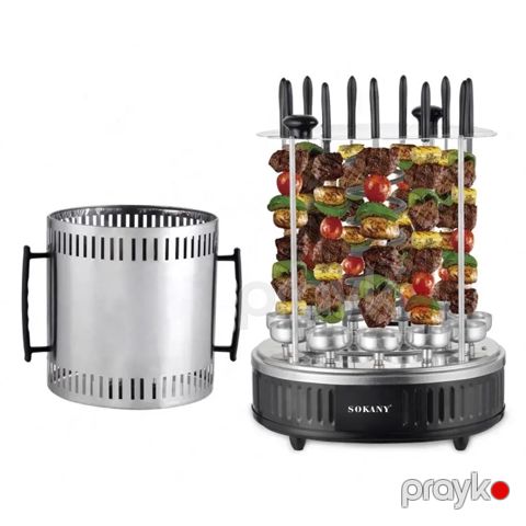 Sokany SK-6114 Çoxfunksiyalı Elektrikli Manqal Şaquli Portativ Fırlanan Barbekü 1500W — Bakı
