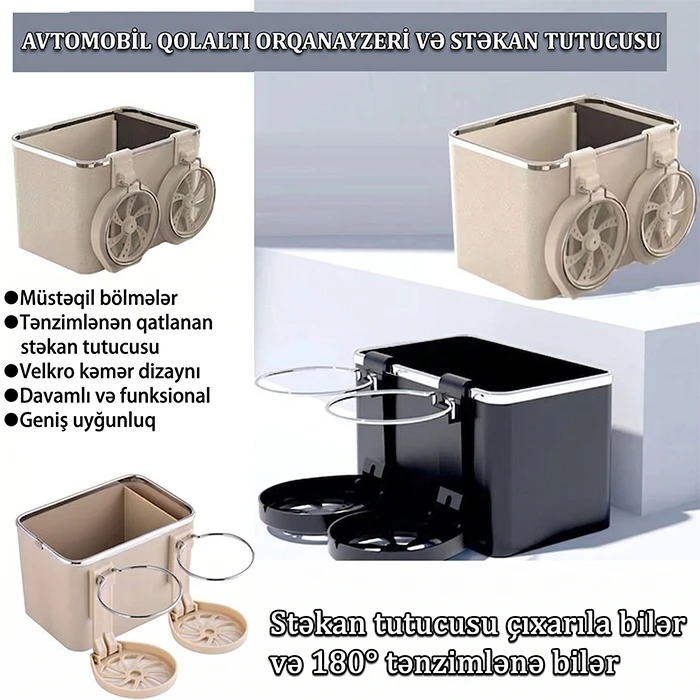 Avtomobilinizdə Ani Nizam-İntizam: Fincan Tutacaqlı Şık 2-si 1-də Orqanayzer — Mallar, Bakı (5)