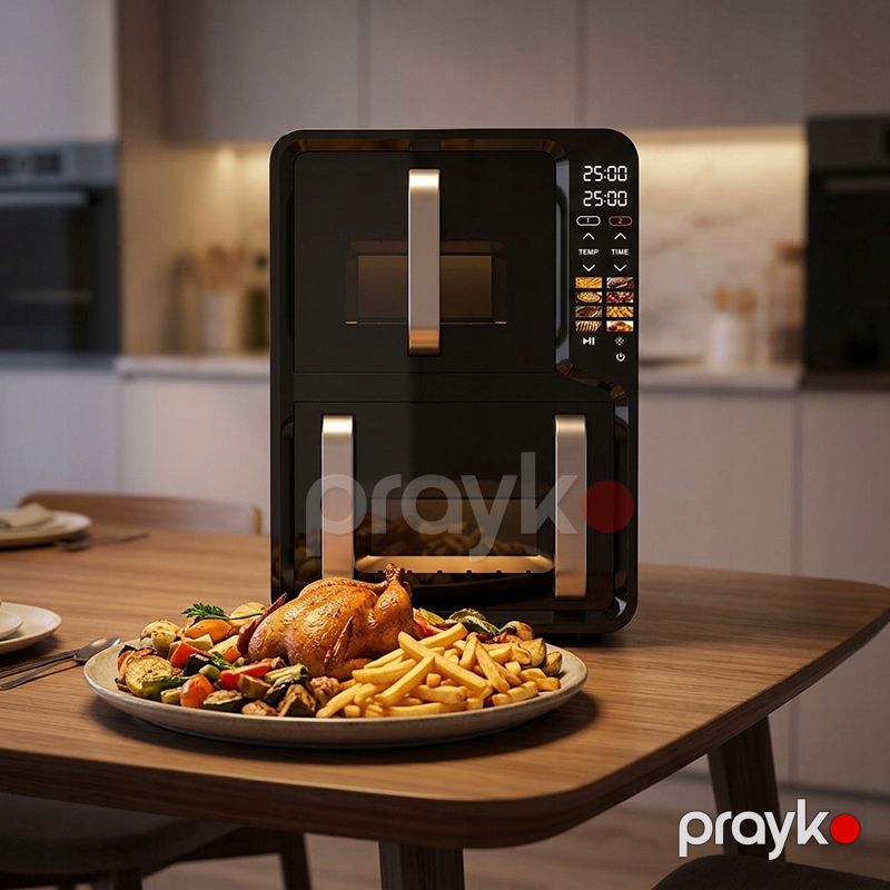 DSP İkiqat Hava Fritözü 1300 Vt Üst + 1500 Vt Alt – 12 L Tutum (5 + 7 L) KB2197 Air Frey — Ev texnikası, Bakı (5)