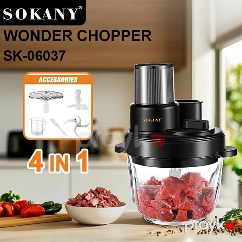Sokany Şüşə Doğrayıcı SK-06037 4-in-1 Çoxfunksiyalı 3L tutum və 1000W güclü Doğrayıcı — Blenderlər, xırdalayanlar və mikserlər, Bakı (3)