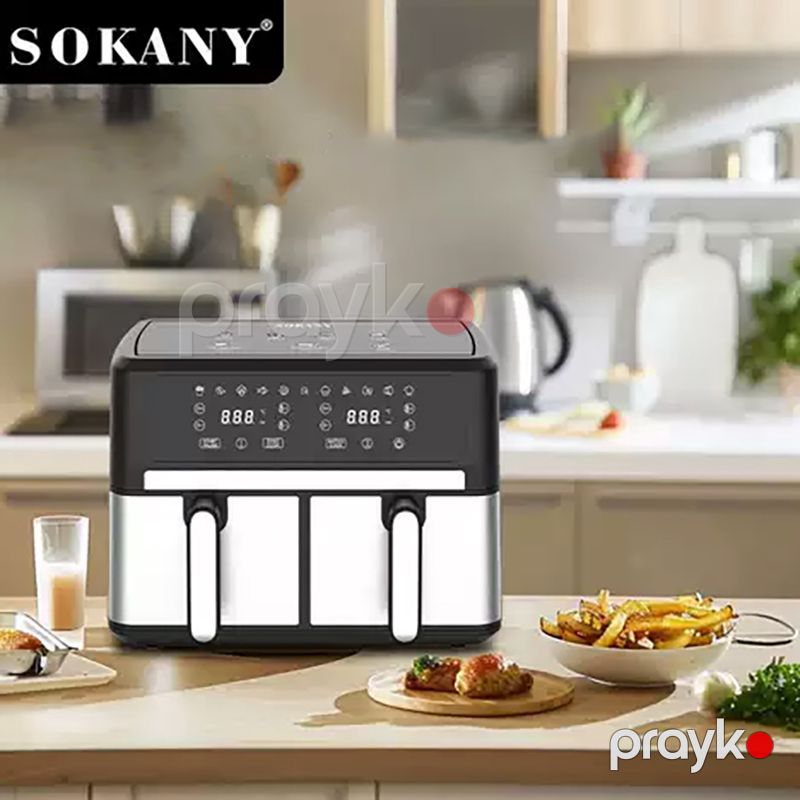 Fritür Sokany SK-10041 Multifunctional Digital Air Fryer 2 Tavalı Elektrikli Hava Fritöz Ağıllı Hava Fritözü 3000W 6L — Digər mətbəx texnikası, Bakı (6)