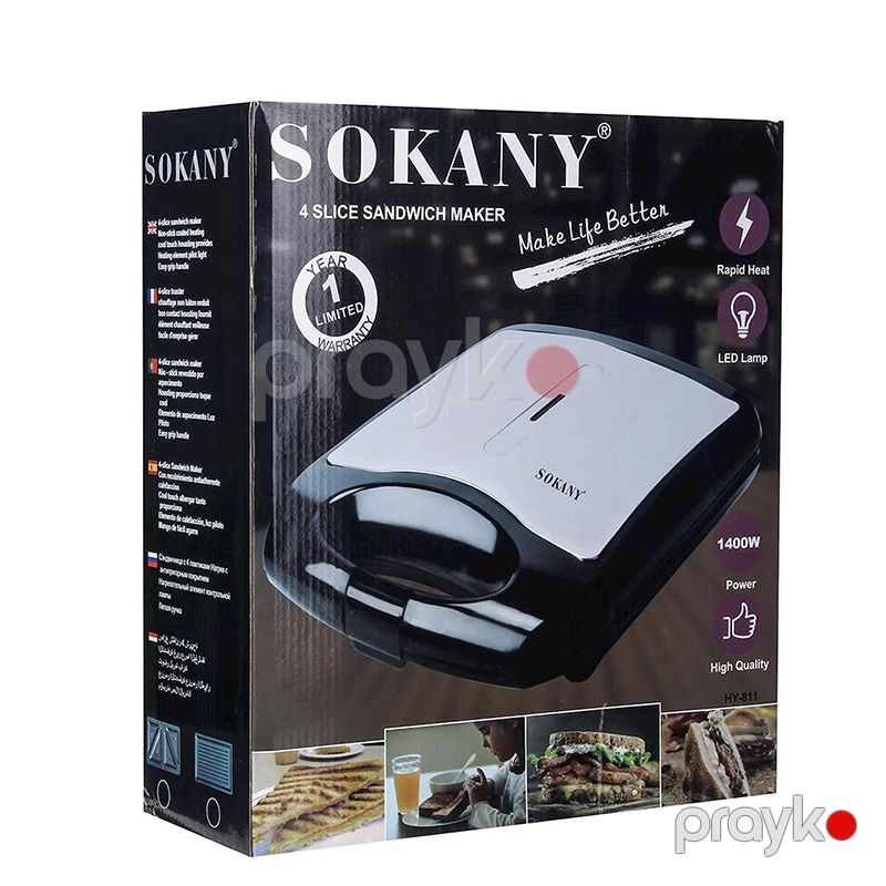 Sokany 811 Çoxfunksiyalı Elektrikli Toster Yapışmaz Səth Sandviç Hazırlayan Toster 1400W — Toster və vaflyasıcı, Bakı (6)