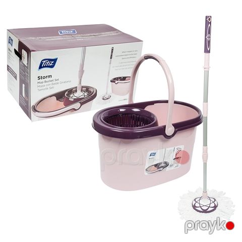 Titiz Döşəmə Temizlik Seti 180 Derece Döner Mikrofiber Mop Paspas Başlıq 10 Lt TP-667 Avtomatik Təmizləmə Temizlik Seti — Bakı