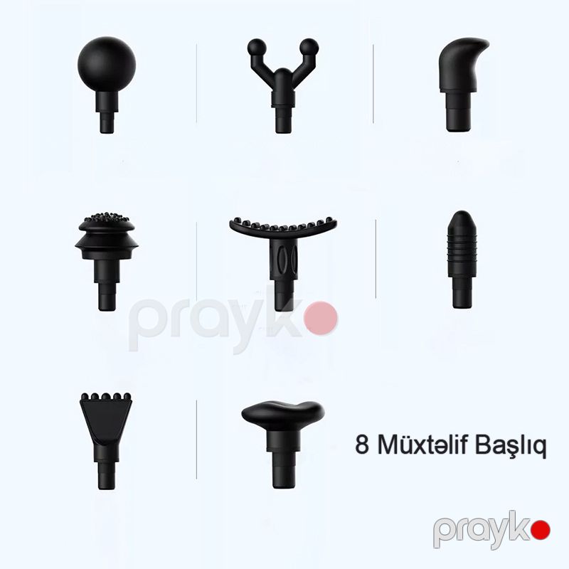 8 Başlıqlı Masaj Aparatı Çoxfunksiyalı Mini Masaj Tapançası Yüksək Tezlikli 3 Səviyyəli Rahatladıcı Masaj Aparatı — Masaj aparatları, Bakı (4)