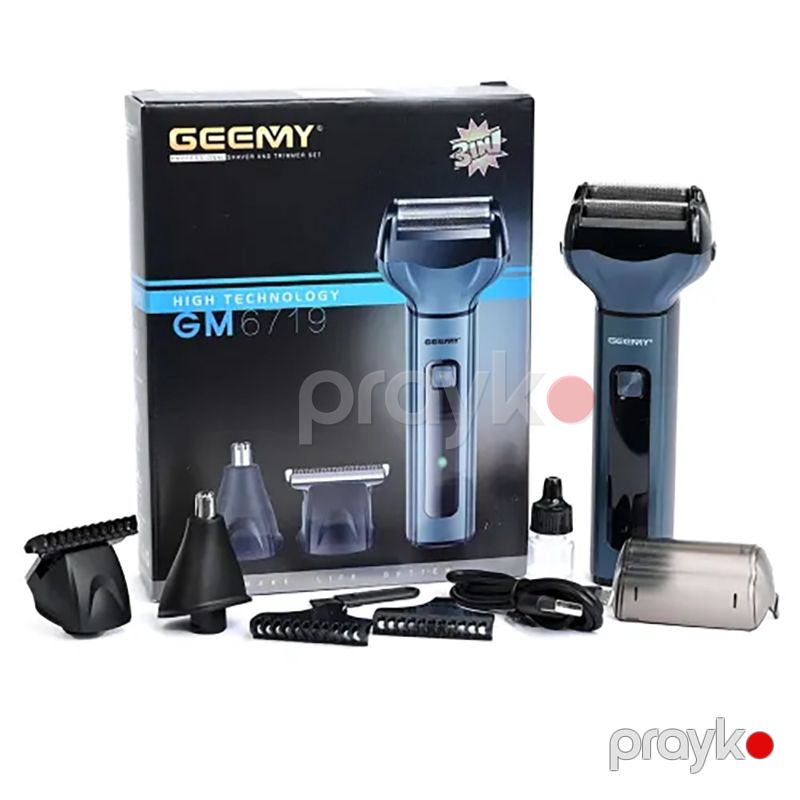 Geemy GM-6719 3-ü 1-də Saç Saqqal Təraş Maşını Burun, Qulaq Qırxan Yüksək Keyfiyyətli Trimmer — Usturalar, trimmerler və epilyatorlar, Bakı (7)
