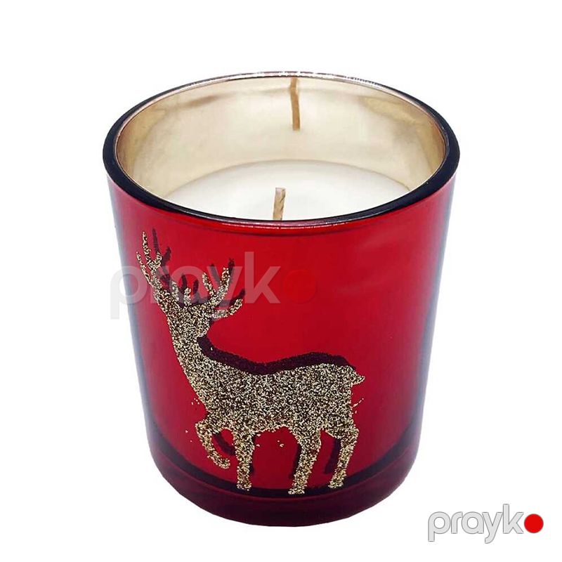 Yeni İl Şamı Glass Cup Candle Aromatik Mum Parıltılı Əl İşi Şam BB 257-4 Zərli Zərif Hədiyyəlik Milad Şamı — Mallar, Bakı (2)