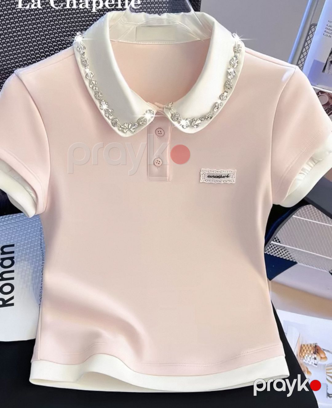 Qadınlar üçün qısaqol köynək 5890, çəhrayı, pambıq, ölçü One size — Mallar, Bakı (2)