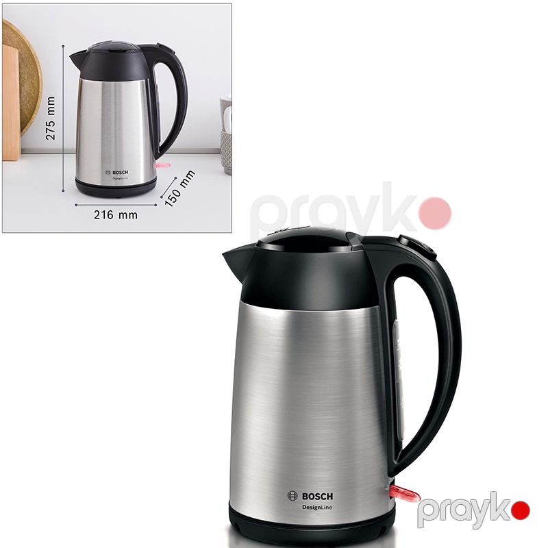 Bosch DesignLine TWK3P420GB Paslanmayan Polad Simsiz Çaydan 1.7L Çaydan Bosch 3000W gücündə Peşəkar Bosch — Elektrik çaydanları və termoslar, Bakı (8)