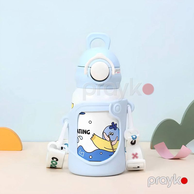 Şirin Cizgi Filmi Şüşəsi 500ML İkiqat Divarlı Qapaqlı, Cizgi Filmi termos uşaqlar üçün izolyasiya edilmiş su şüşəsi — Termos və termoş, Bakı (4)