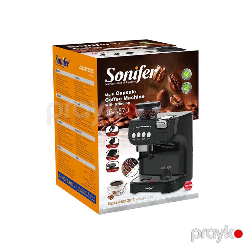Sonifer SF-3570 Çoxfunksiyalı Qəhvə Maşını Yüksək Keyfiyyətli Kappuçino Espresso Kofe Hazırlayan Aparat 1450 W — Digər mətbəx texnikası, Bakı (6)