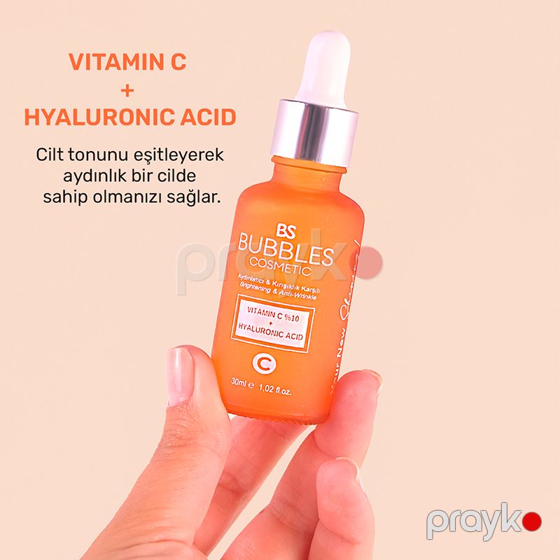 Bs Bubbles Cosmetic Vitamin C Tərkibli Dəri Ağardıcı Serum 30ml Qırışıqlara Qarşı Baxım Serumu BSC077 — Gözəllik və səhiyyə, Bakı (4)