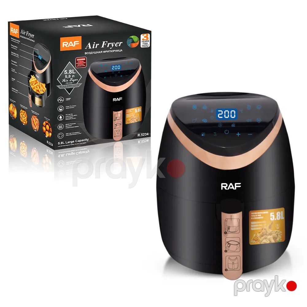Funksional Sensorlu Ekran RAF R.5234 Hava Fritözü 1500W Güc 5.8L Tutumlu Air Fryer — Digər mətbəx texnikası, Bakı (6)