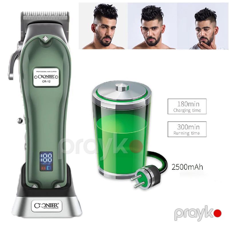 Professional Cronier Simsiz Peşəkar Saç Kəsici Avtomatik Güc Rejmli 2500 mAh Kişi Saç Kəsmə Trimmeri CR12 — Usturalar, trimmerler və epilyatorlar, Bakı (3)