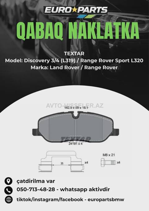 Range Rover Sport L320 üçün Textar Qabaq Naklatka — Europarts — Brake System