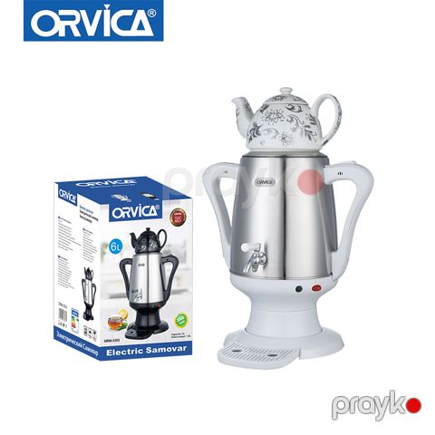 Orvıca Çay Hazırlayıcı Samovar Klassik Antik Paslanmayan Polad, Samovar Elektrikli 5L Çaynik Samovar Dəsti ORM-3303 — Bakı
