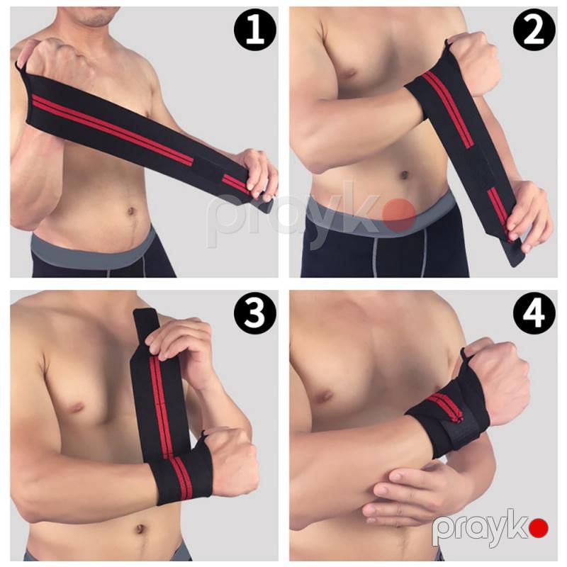 Ağırlıqqaldırma Pauerliftinq üçün Tənzimlənəbilən Elastik Qolbaq Bandajlar Kişilər və Qadınlar üçün Əl Dəstəyi Bandajı — Fitness və simulyatorlar, Bakı (2)