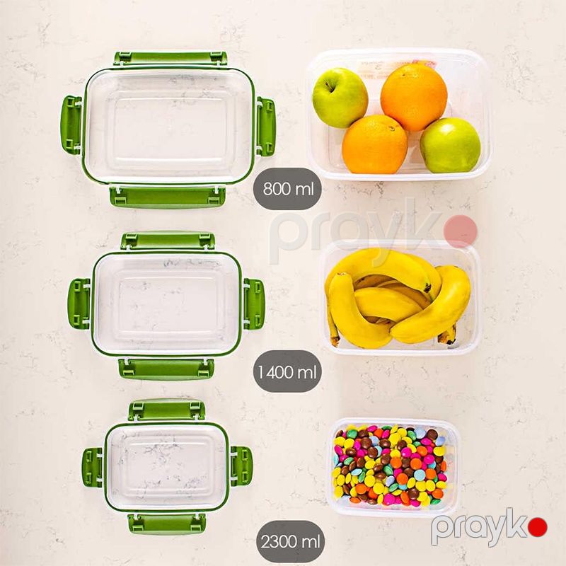 3 Ədəd Səffaf Lock & Fresh Saxlama Qabı 400 Ml, 800 Ml, 1400 Ml Müxtəlif Ölçüdə Su Sızdırmaz Plastik Qab — Qablar və mətbəx əşyaları, Bakı (2)