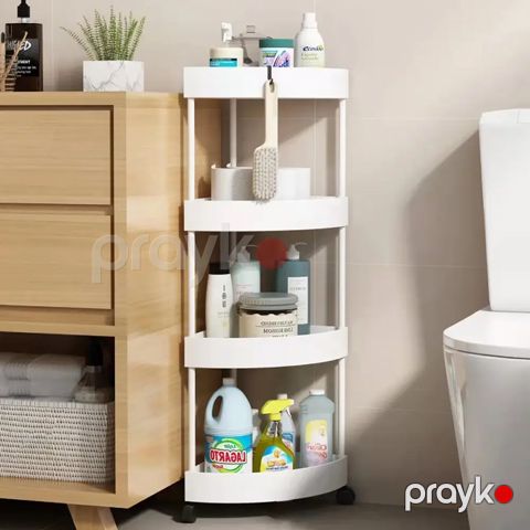 4 Qatlı Künc Vanna Otağı Rəfi 85x28x22sm Ağ Təkərli Hamam Künç Rəfi Dayanıqlı Kompakt Künc Rəfi — Bakı