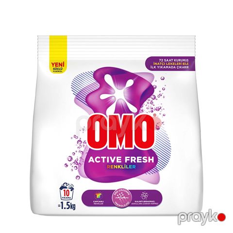 Omo Active Fresh Colors Pudra Yuyucu 1,5 KG Ləkələr Üçün Paltar Yuyucu Vatisə Omo Pro Çözücü — Bakı