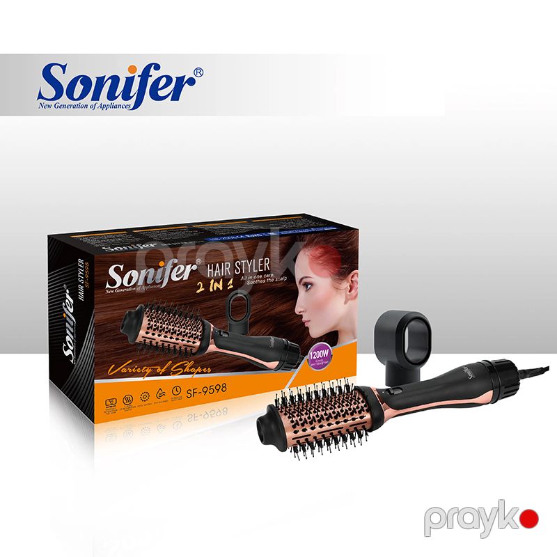 Sonıfer SF-9598 Yüksək Keyfiyyətli Saç Feni 2'si 1 Arada Peşəkar Saç Düzləşdirici Elektrikli Fen Fırçası Dəsti — Fən, Bakı (4)