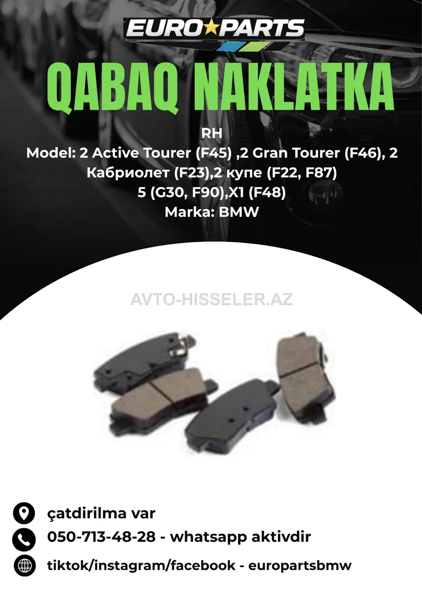 BMW 2 Series, 5 Series və X1 üçün RH Qabaq Naklatka — Bakı