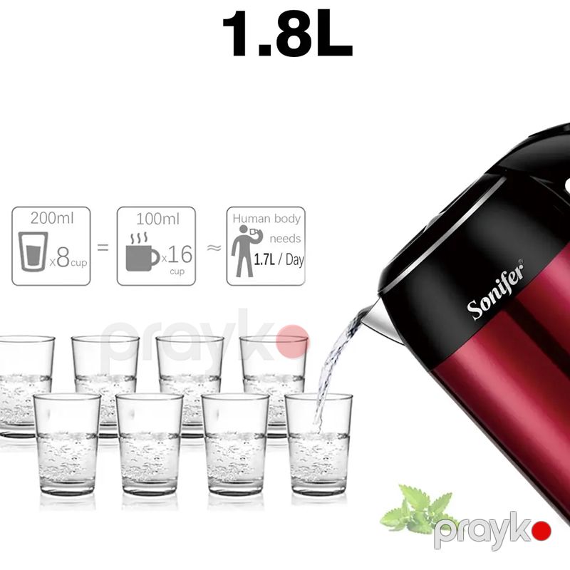 Sonıfer SF-2072 Çoxfunksiyalı Elektrikli Çaydan Paslanmayan Polad Elektrikli Çaydan 1800W — Elektrik çaydanları və termoslar, Bakı (2)